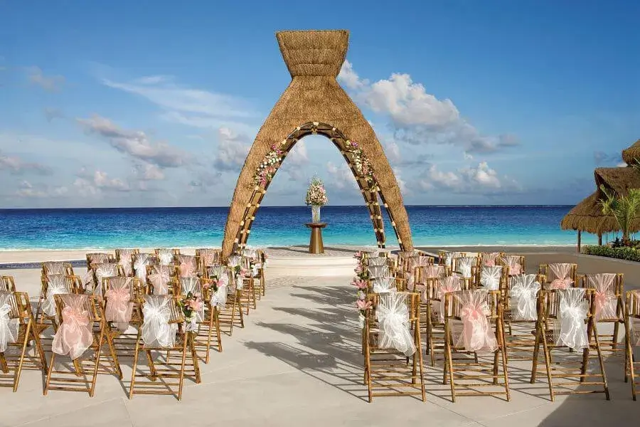 Dreams Riviera Cancun beachfront destination wedding ceremony venue in Mexico